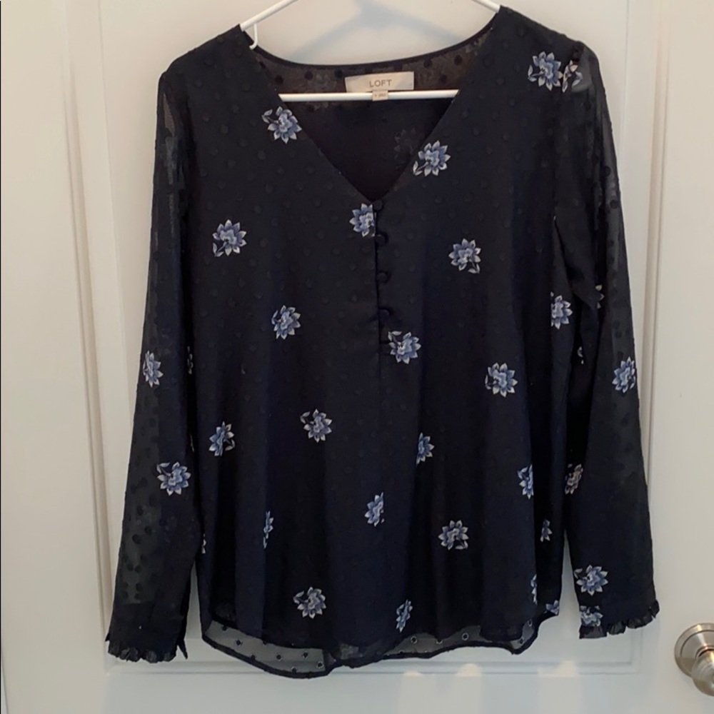 LOFT Floral V-Neck Blouse
